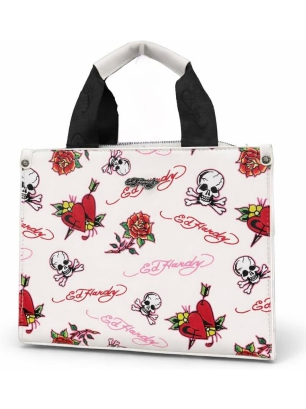 Tattoo Print Crossbody Bag β Floral Skull Graphic Shoulder Bag with Adjustable